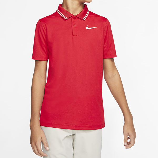 Nike DriFit Victory Junior Golf Polo Shirt Red Andrew Morris Golf