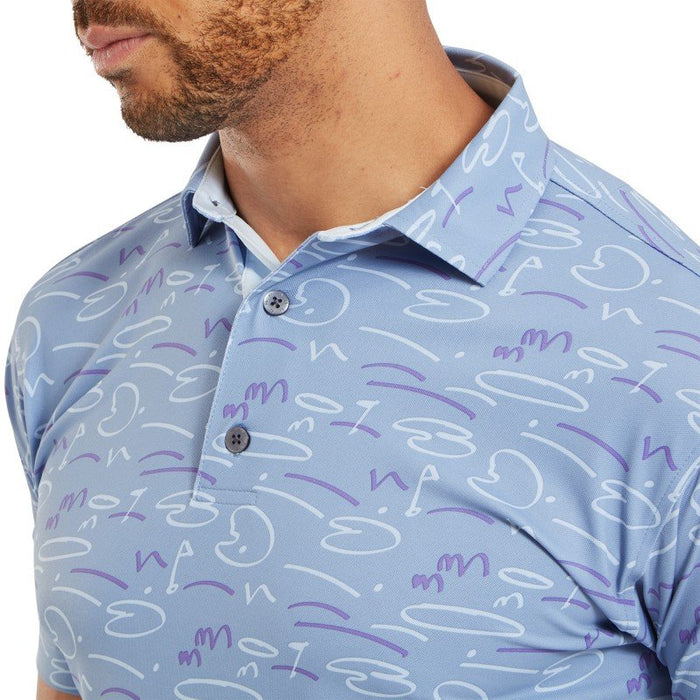 Footjoy Golf Course Doodle Pique Golf Polo - Storm