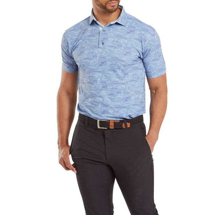 Footjoy Golf Course Doodle Pique Golf Polo - Storm