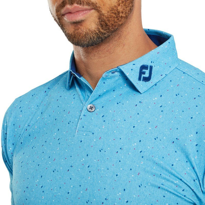 Footjoy Tweed Texture Pique Golf Polo Shirt - Blue Sky