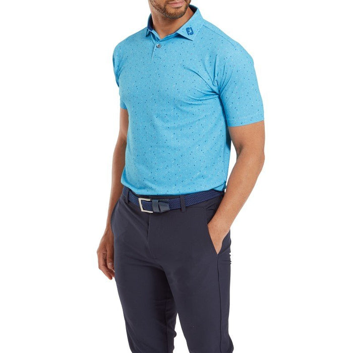 Footjoy Tweed Texture Pique Golf Polo Shirt - Blue Sky