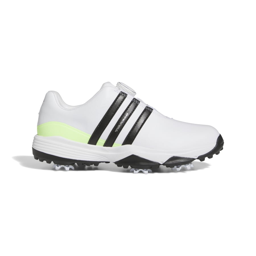 adidas Tour 360 24 BOA Junior Golf Shoes - Cloud White/Core Black/Green