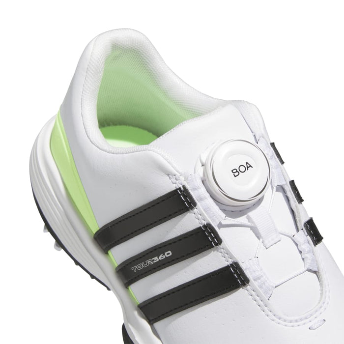 adidas Tour 360 24 BOA Junior Golf Shoes - Cloud White/Core Black/Green