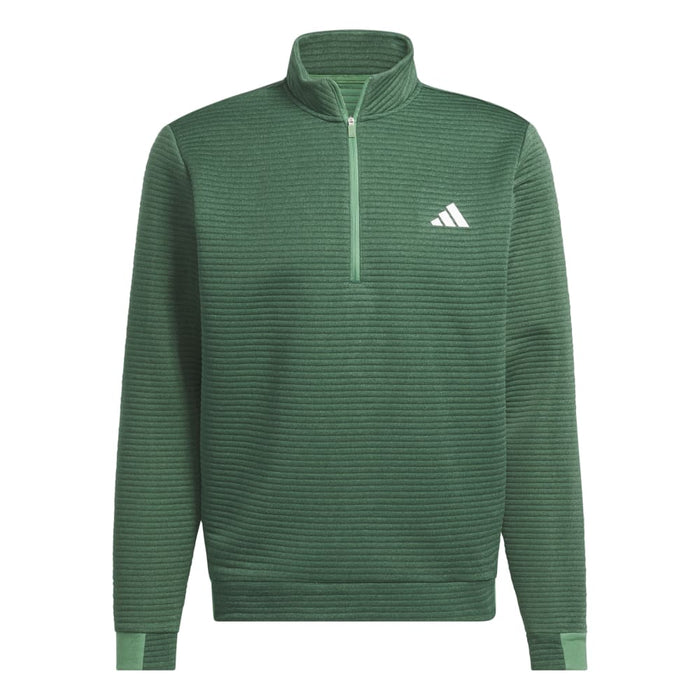 adidas DWR Textured 1/4 Zip Golf Pullover - Green