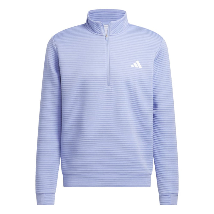 adidas DWR Textured 1/4 Zip Golf Pullover - Blue/White