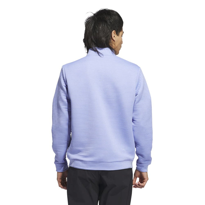 adidas DWR Textured 1/4 Zip Golf Pullover - Blue/White