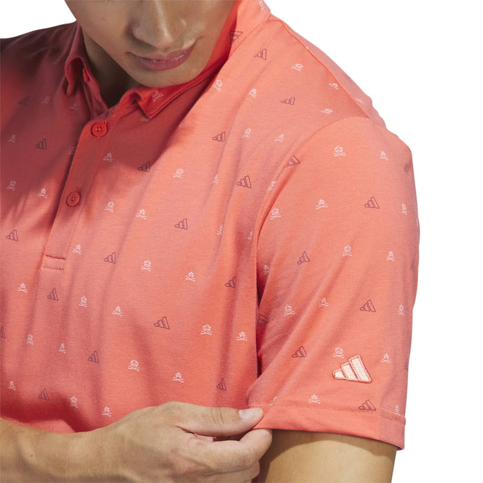 adidas GO-TO Printed Golf Polo Shirt - Preloved Scarlet