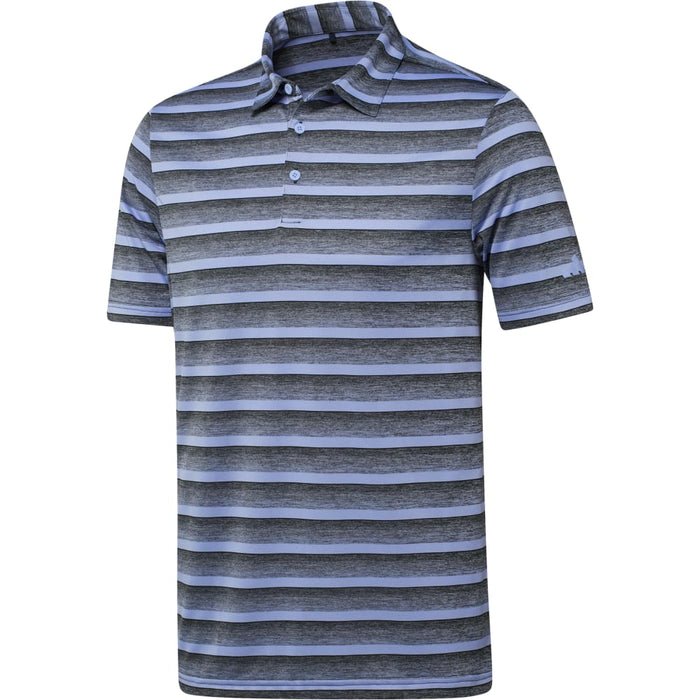 adidas Two-Colour Striped Golf Polo Shirt - Black/Blue