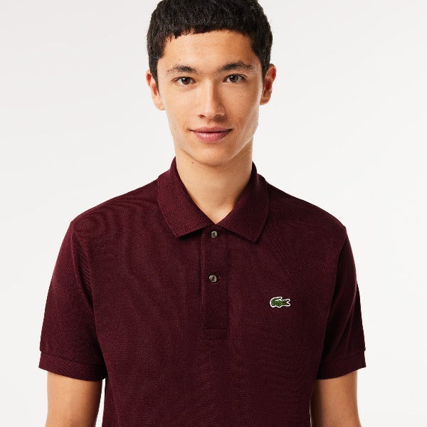 Lacoste Original Heathered Petit Piqué Cotton Golf Polo - Maroon