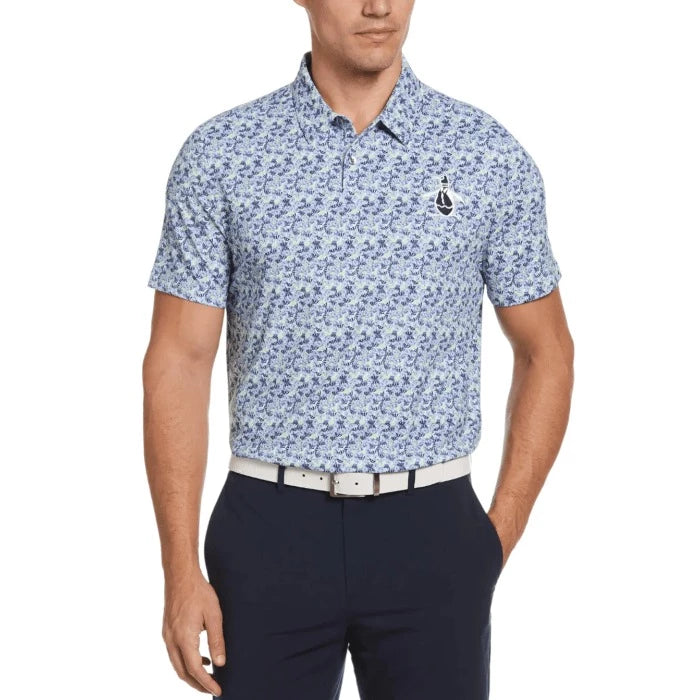 Penguin Umbrella Novelty Print Golf Polo Shirt Astral Night