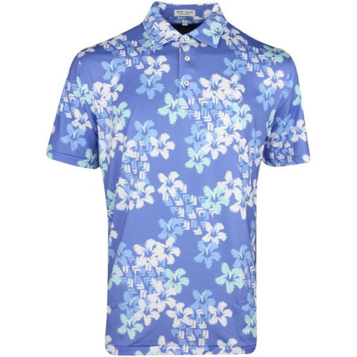 Peter Millar Abstract Floral Performance Golf Polo - Blue