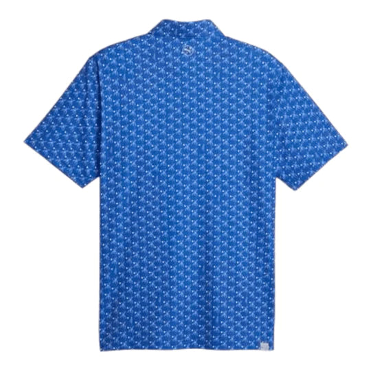 PUMA Mattr Palms Golf Shirt - Festive Blue / White glow