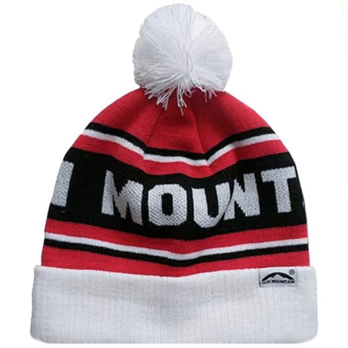 Sun Mountain Thermal Double-Knit Golf Bobble Beanie – Red / White / Black