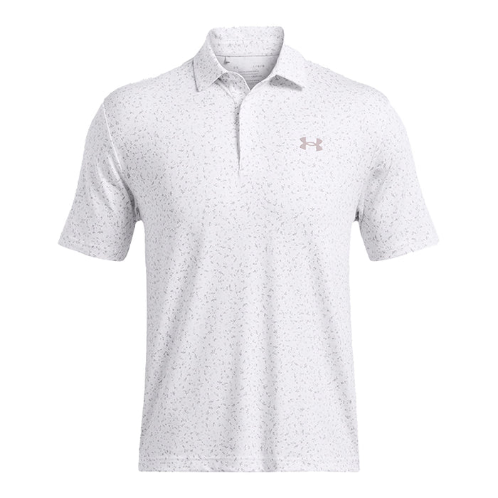 Under Armour Playoff 3.0 Printed Golf Polo Shirt - White/Tetra Green