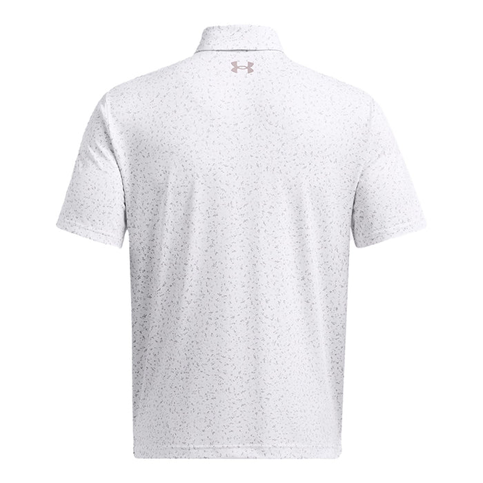 Under Armour Playoff 3.0 Printed Golf Polo Shirt - White/Tetra Green