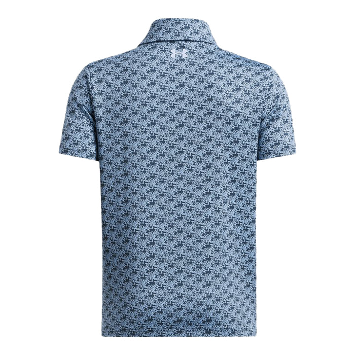 Under Armour Playoff Printed Junior Golf Polo Shirt - Midnight Navy/Horizon Blue/Nimbus Blue