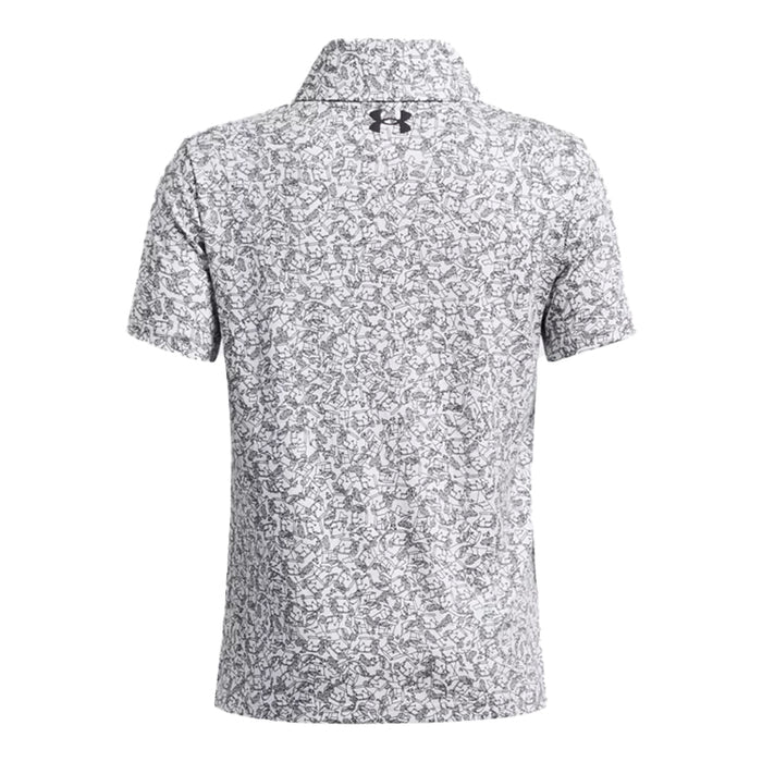 Under Armour Playoff Printed Junior Golf Polo Shirt - White/Black