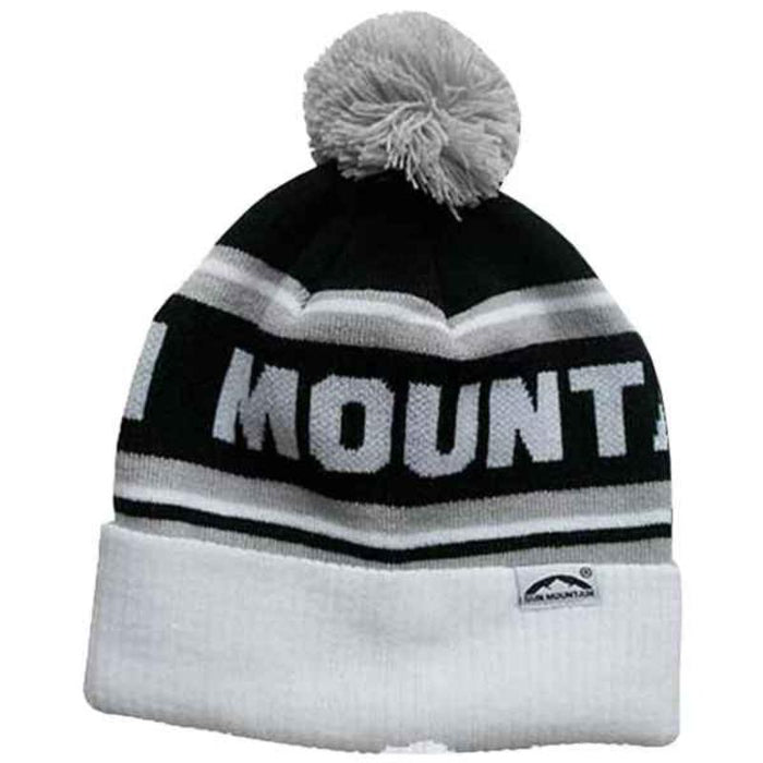 Sun Mountain Thermal Double Knit Golf Bobble Beanie – Black / White / Grey