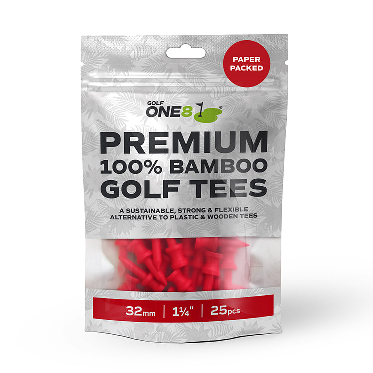 Golf One8 Castle Bamboo Golf Tees - Red 32mm