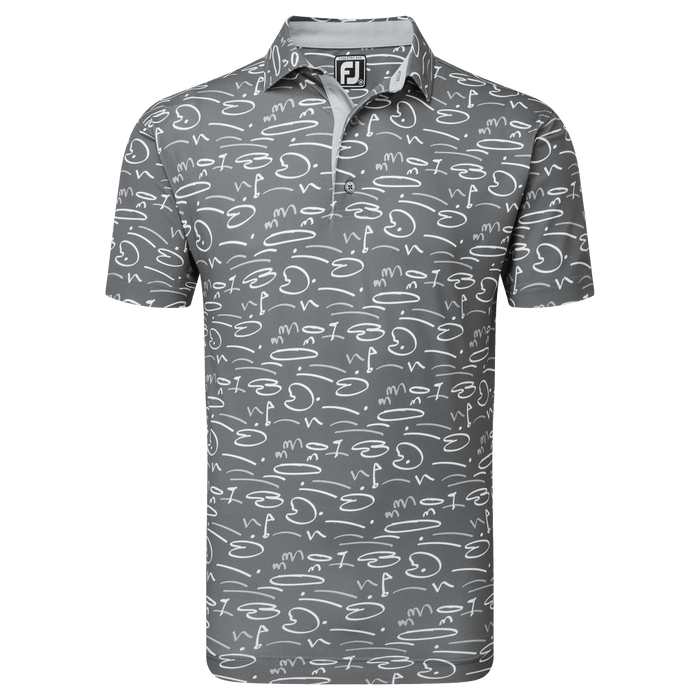 Footjoy Golf Course Doodle Golf Polo Shirt - Gravel