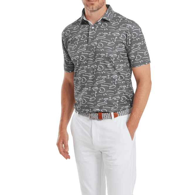 Footjoy Golf Course Doodle Golf Polo Shirt - Gravel