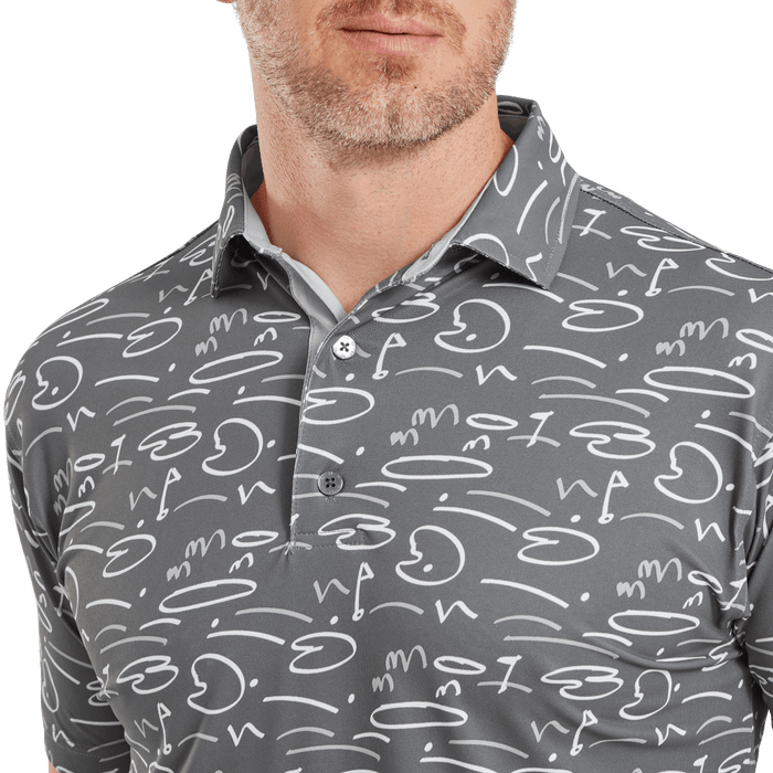 Footjoy Golf Course Doodle Golf Polo Shirt - Gravel