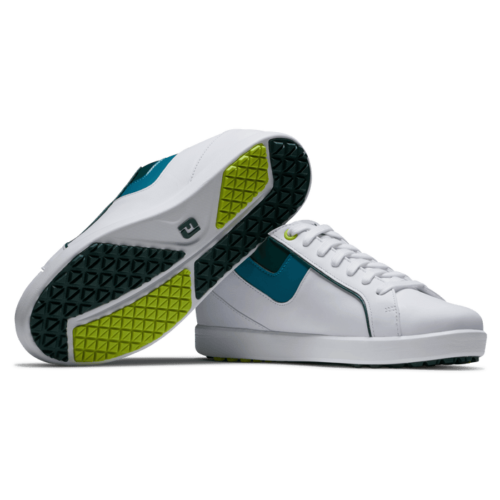 Footjoy Links Ladies Golf Shoes - White/Green/Blue