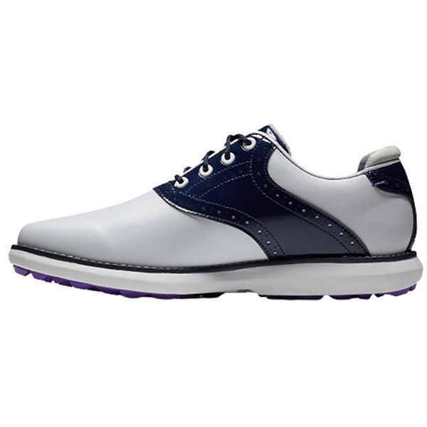 Footjoy Traditions SL Ladies Golf Shoes - White/Navy/Purple