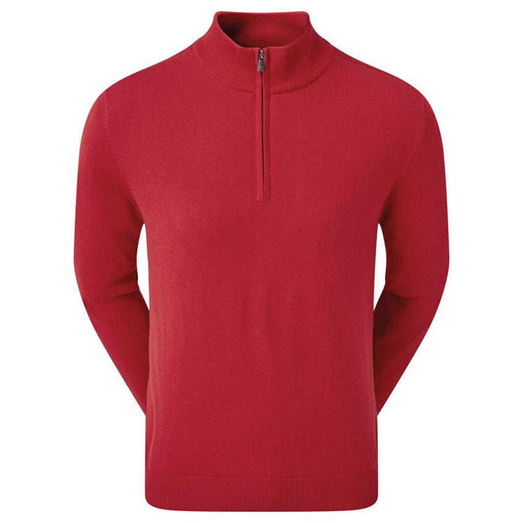 Footjoy Woolblend Lined 1/2 Zip Golf Sweater - Red - Andrew Morris