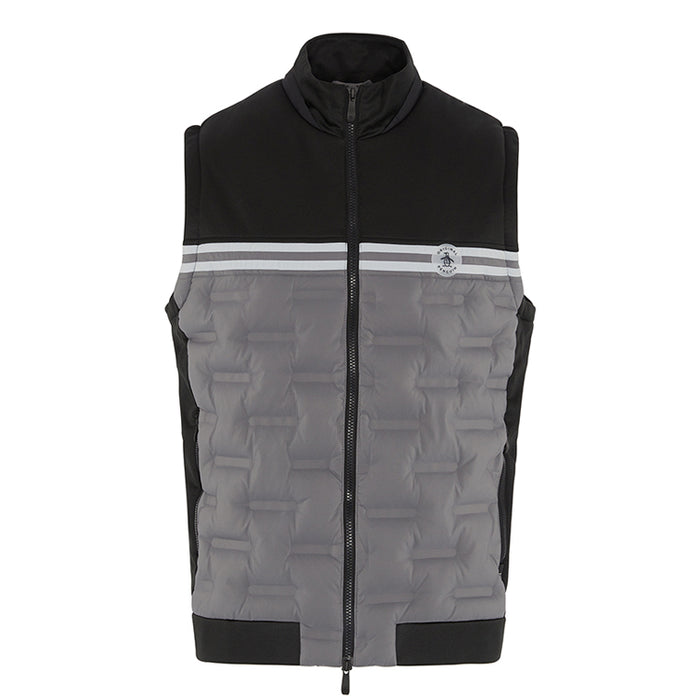 Penguin Insulated Mixed Media 80s Colour Block Full-Zip Golf Vest - Caviar