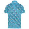 Penguin Martini Print Golf Polo Shirt - Blue Atoll