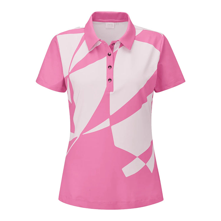 Ping Iona Ladies Golf Polo Shirt - Flamingo/White