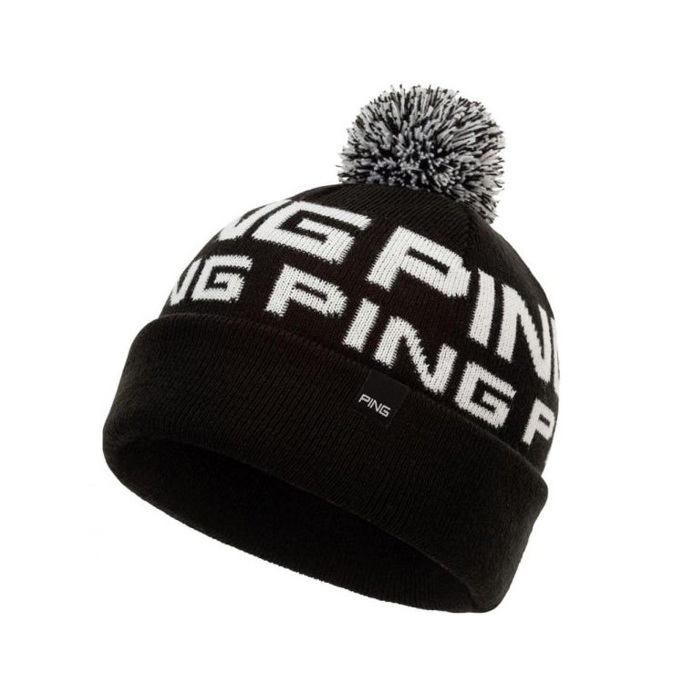 Ping Logo 2 Golf Bobble Hat Black White Andrew Morris Golf