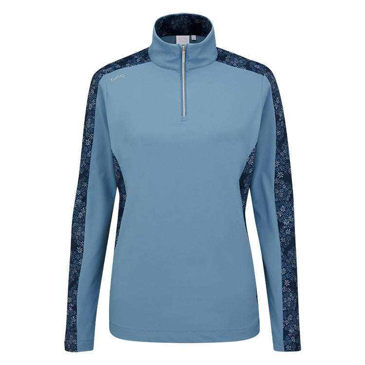 Ping Zenya 1/4 Zip Ladies Golf Pullover - Stone Blue/Multi