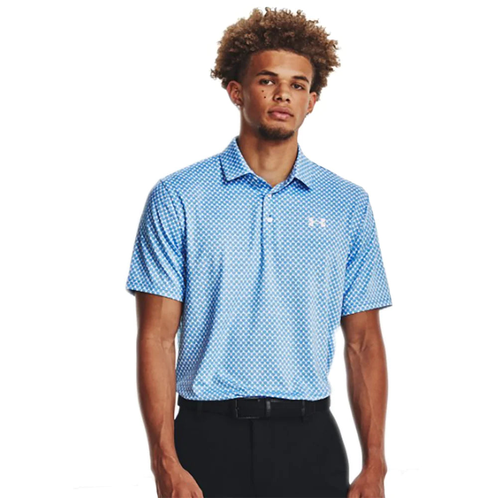 Under Armour Playoff 3.0 Print Golf Polo White Cosmic Blue