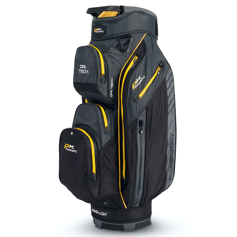 Powakaddy 2024 Dri-Tech Golf Cart Bag - Black/Gunmetal/Yellow
