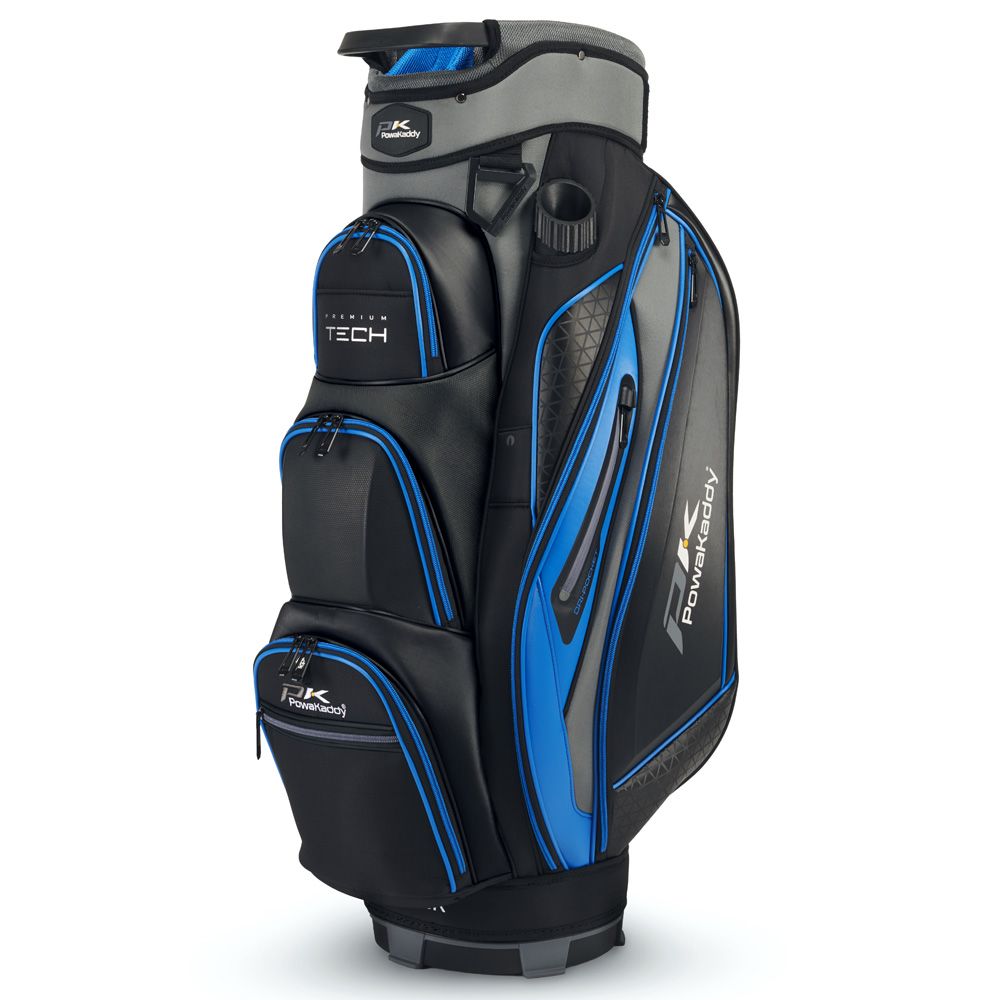 Powakaddy 2024 Premium Tech Golf Cart Bag - Gunmetal/Black/Blue
