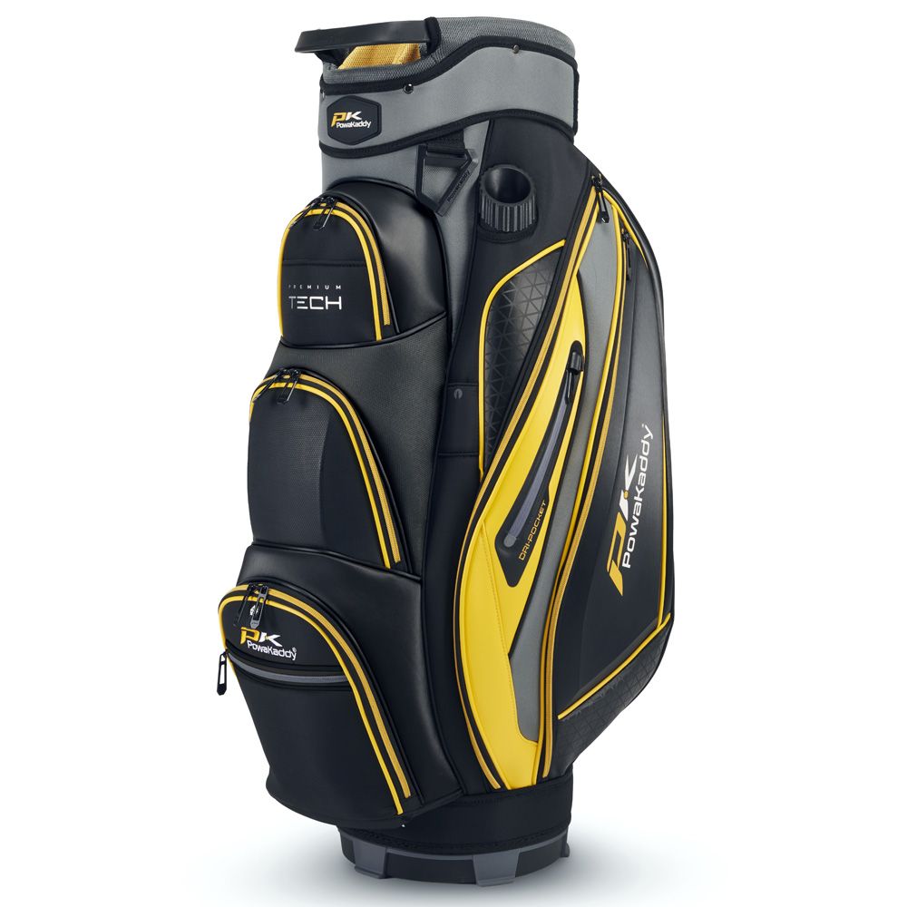 Powakaddy 2024 Premium Tech Golf Cart Bag - Gunmetal/Black/Yellow