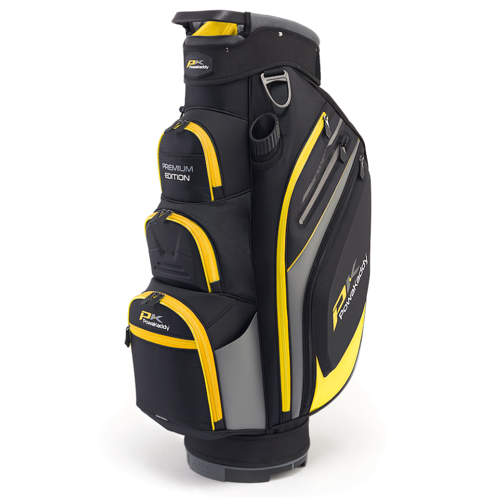 Powakaddy Premium Edition Golf Cart Bag - Black/Yellow/Gunmetal