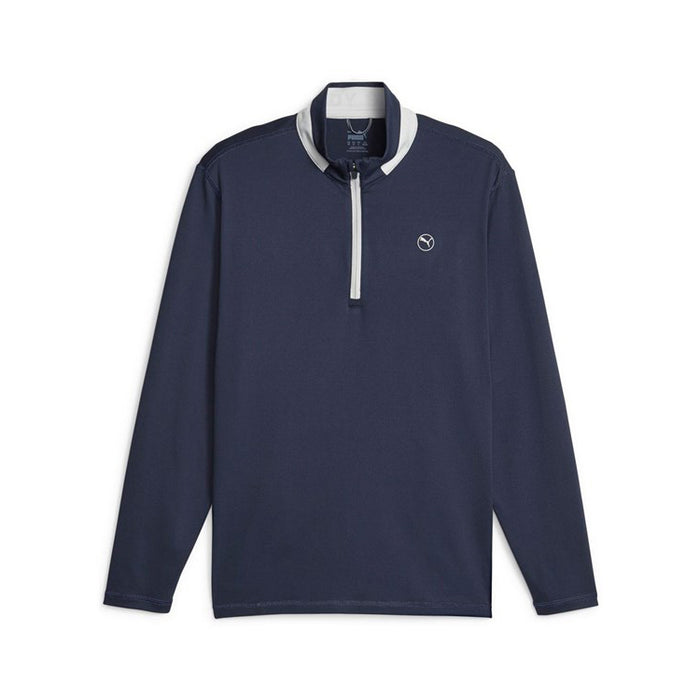 Puma Lightweight 1/4 Zip Golf Pullover - Navy Blazer/Ash Grey