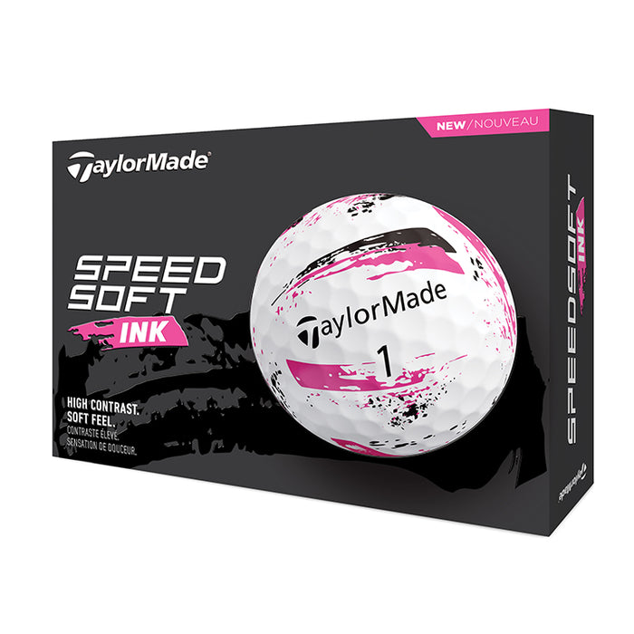 Taylormade SpeedSoft Ink Golf Balls - White/Pink