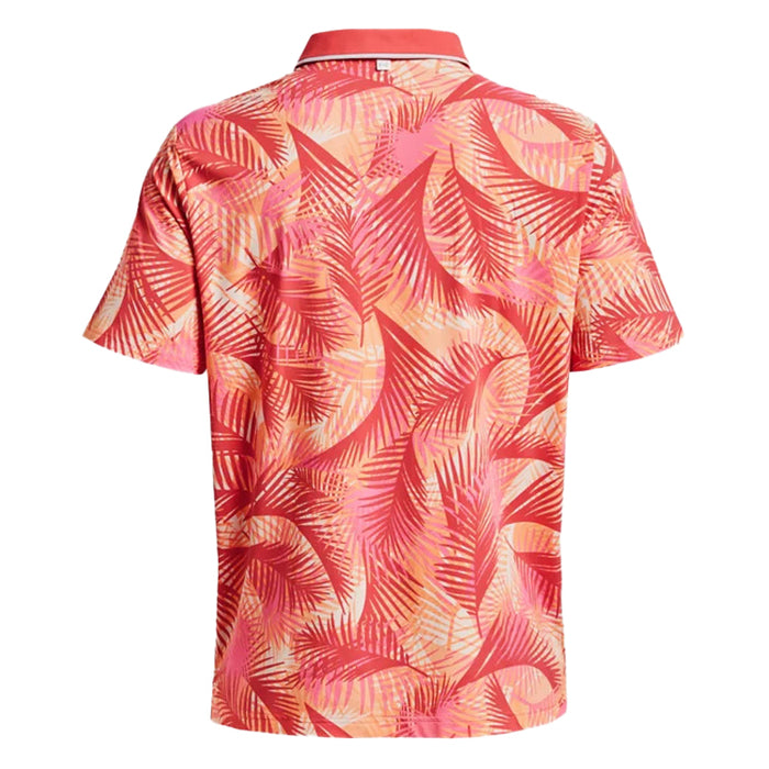 Under Armour Iso Chill Palm Golf Polo Shirt - Pink Shock/Orange Topic