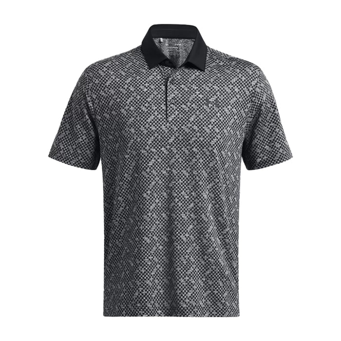 Under Armour Playoff 3.0 Check Jacquard Golf Polo Shirt - Black/White