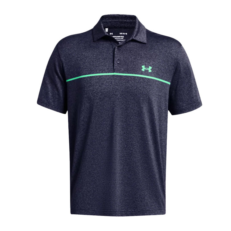 Under Armour Playoff 3.0 Stripe Golf Polo Shirt - Navy/Green