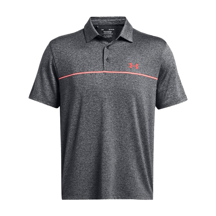Under Armour Playoff Stripe Golf Polo Shirt - Black/Red