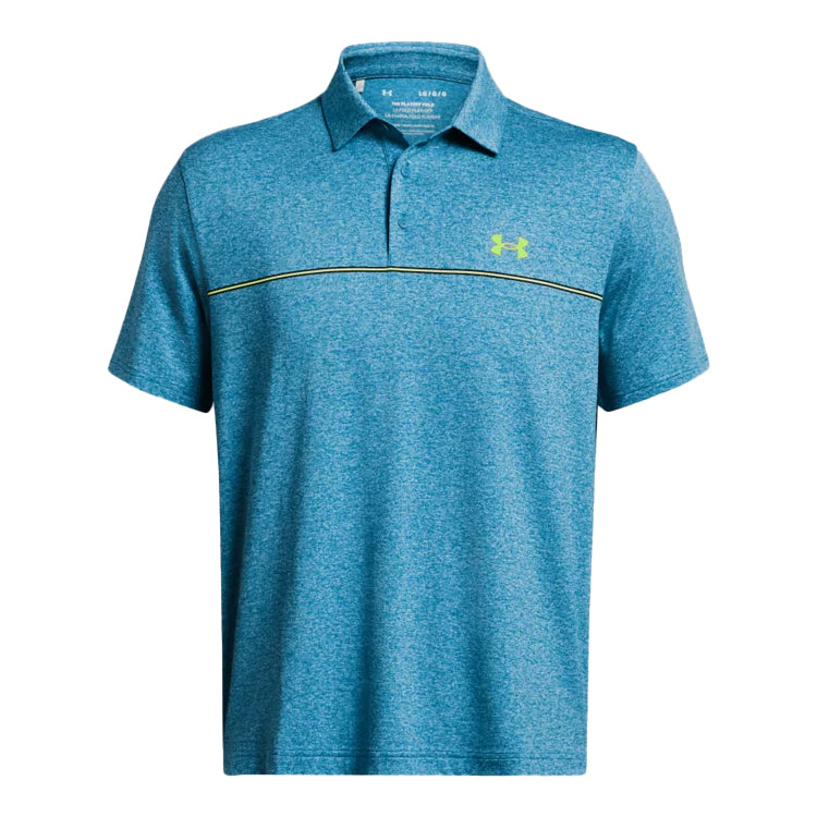 Under Armour Playoff Stripe Golf Polo Shirt - Capri/Lime