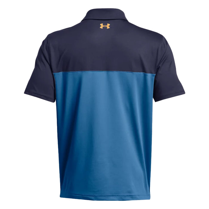 Under Armour T2G Colourblock Golf Polo Shirt - Photon Blue/Navy/Orange