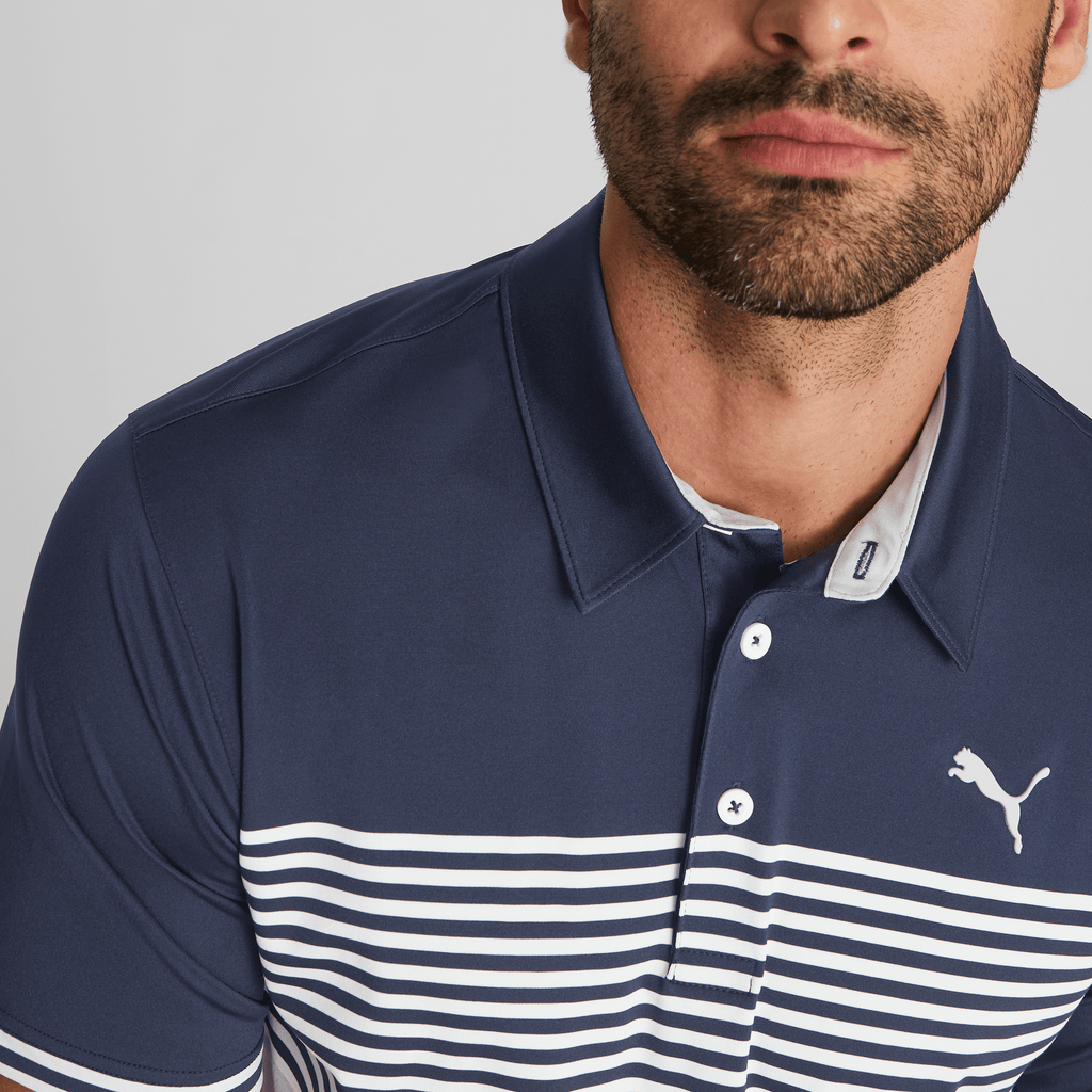 Puma Mattr Track Golf Polo Shirt - Navy Blazer/High Rise Heather