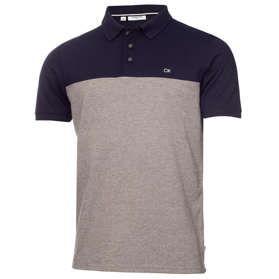 Calvin Klein Colour Block Golf Polo Shirt - Navy/Silver