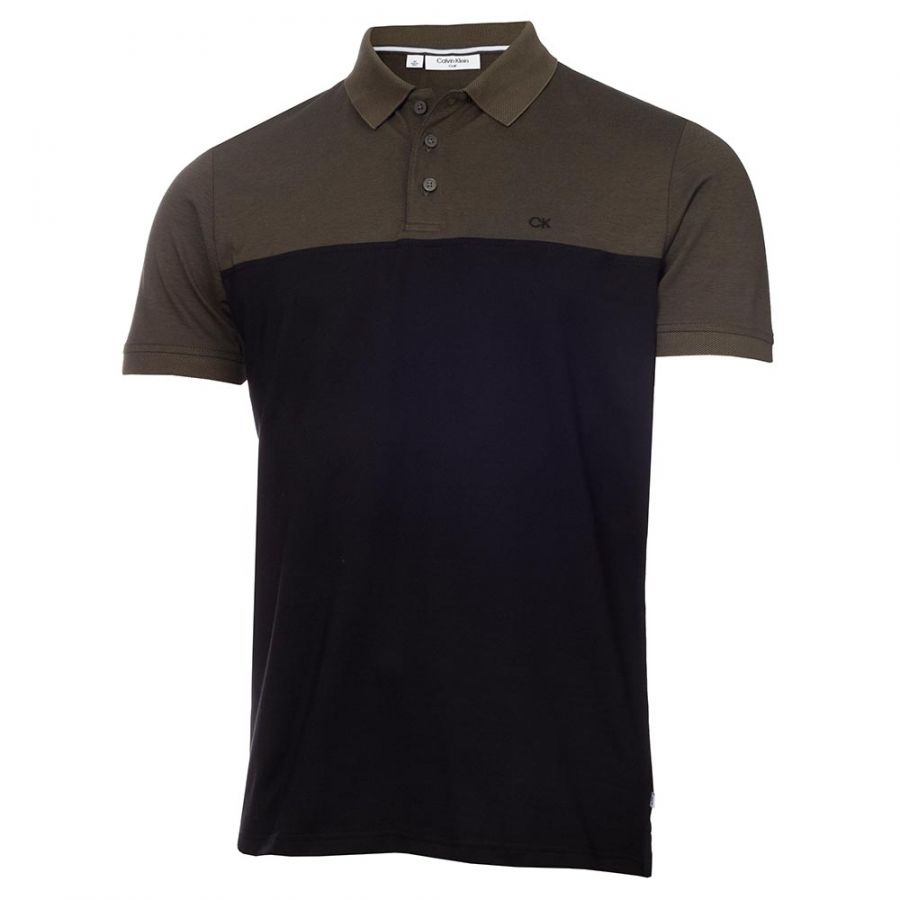 Calvin Klein Colour Block Golf Polo Shirt - Olive/Black